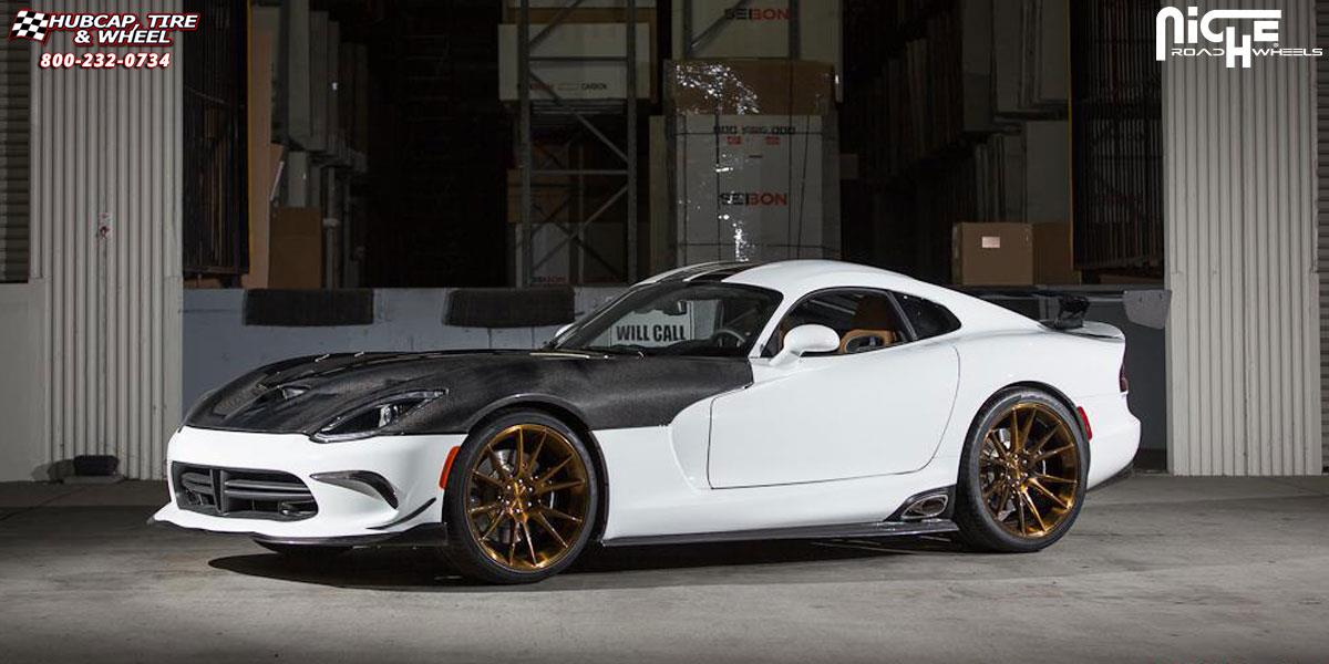 vehicle gallery/dodge viper niche vicenza 20x105  Brushed | Gloss Bronze Tint wheels and rims