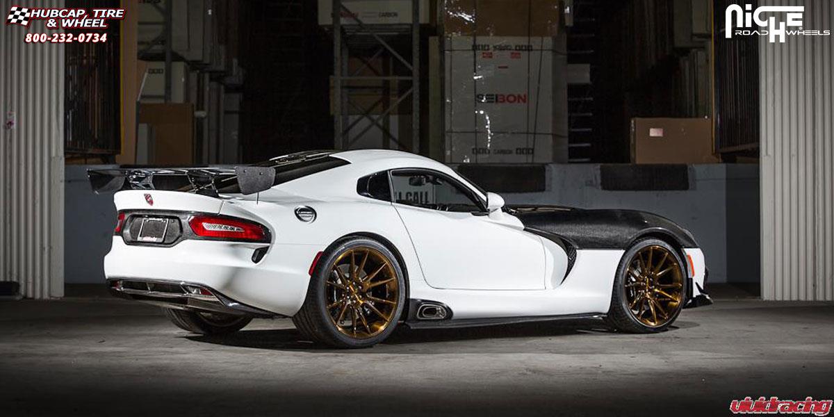 vehicle gallery/dodge viper niche vicenza 20x105  Brushed | Gloss Bronze Tint wheels and rims