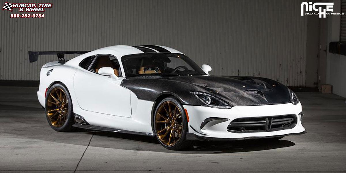 vehicle gallery/dodge viper niche vicenza 20x105  Brushed | Gloss Bronze Tint wheels and rims