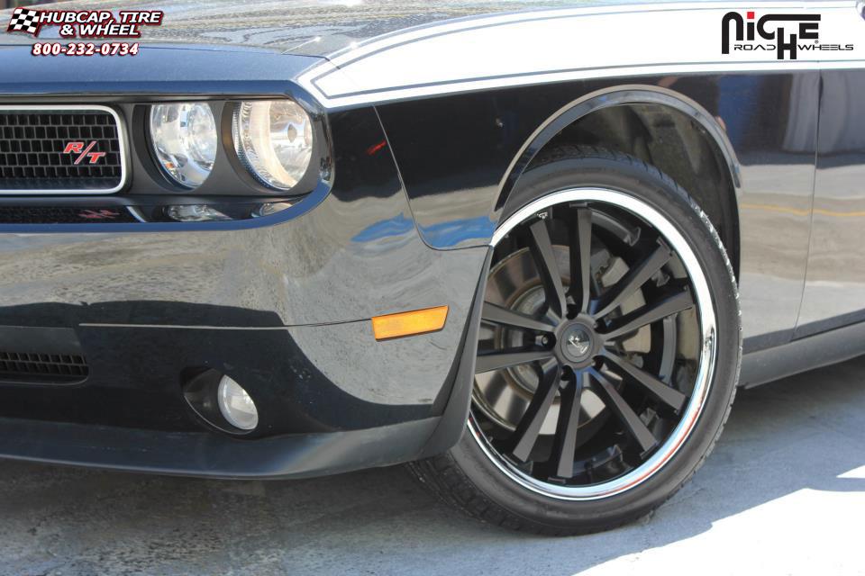 vehicle gallery/dodge challenger niche concourse m885  Matte Black/Chrome Stainless wheels and rims