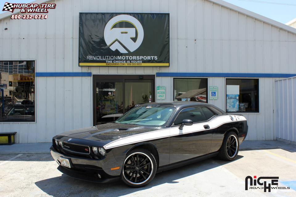 vehicle gallery/dodge challenger niche concourse m885  Matte Black/Chrome Stainless wheels and rims