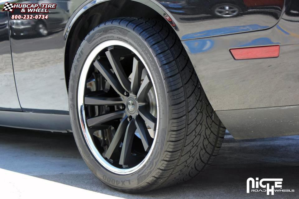 vehicle gallery/dodge challenger niche concourse m885  Matte Black/Chrome Stainless wheels and rims