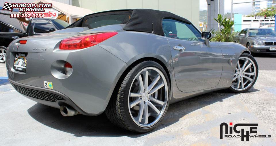 vehicle gallery/pontiac solstice niche concourse m885  Matte Black/Chrome Stainless wheels and rims