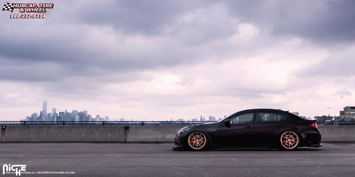 vehicle gallery/infiniti g37 niche stuttgart 20x9  Brushed Rose Gold wheels and rims