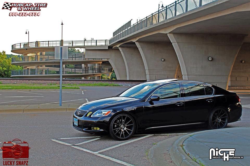 vehicle gallery/lexus gs 430 niche vicenza m153 20x9  Black & Machined with Dark Tint wheels and rims