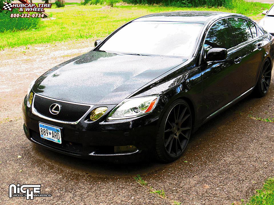 vehicle gallery/lexus gs 430 niche vicenza m153 20x9  Black & Machined with Dark Tint wheels and rims