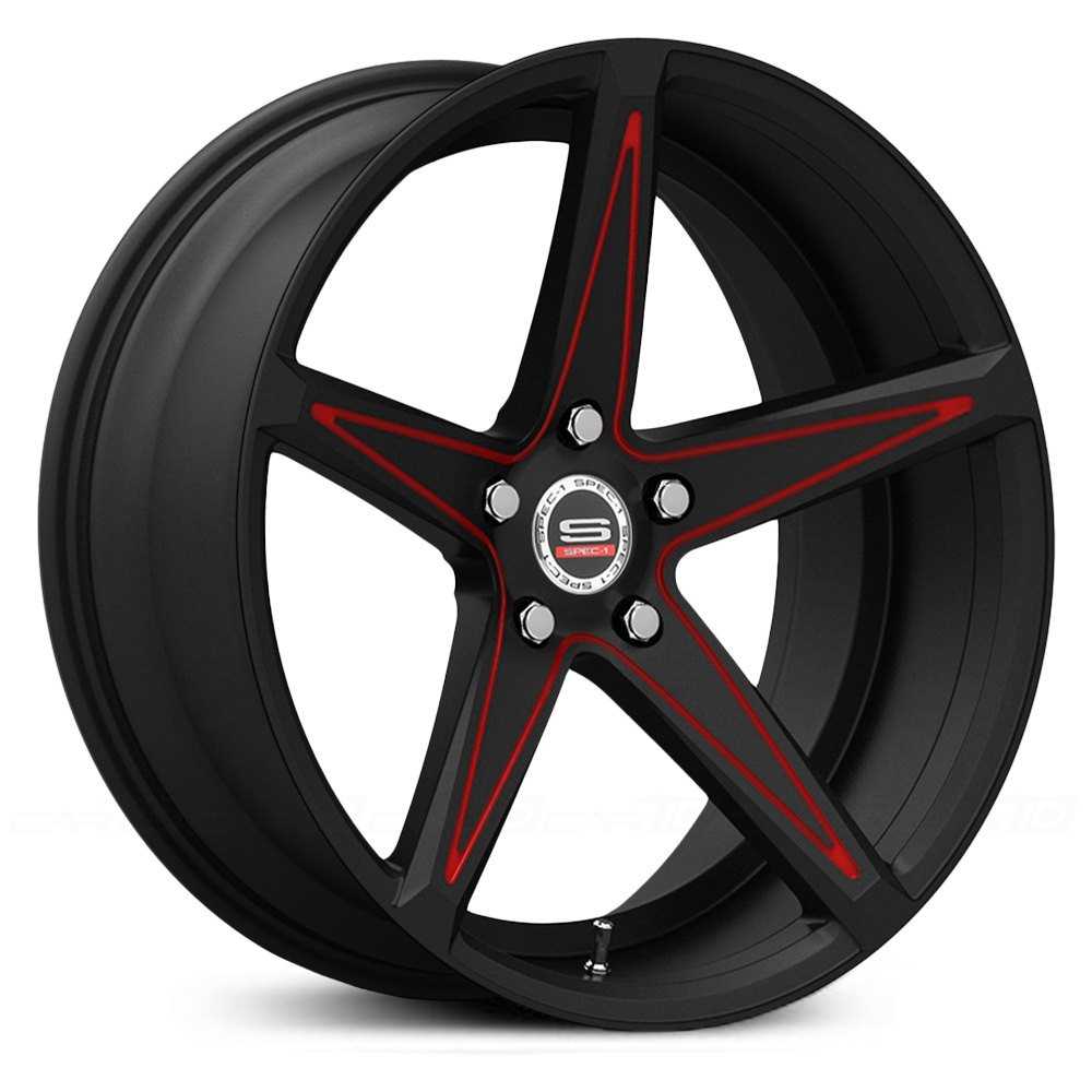 20x9 Spec-1 Monotec SPM-78 Gloss Black Red Accent HPO Wheels and Rims
