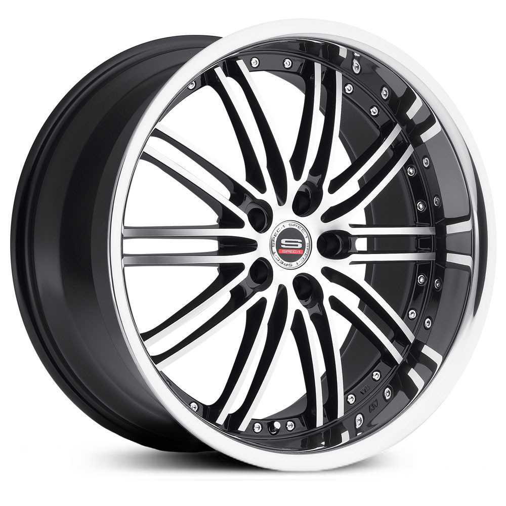 20x8.5 Spec-1 SP-7 Gloss Black Machined Center Stainless Lip HPO