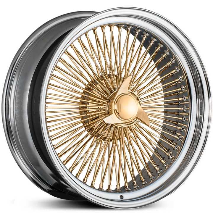 22x8 Player Warrior 150 Spoke Wire Gold Center Chrome Lip W Three Wing Cap Rwd Wheels And Rims