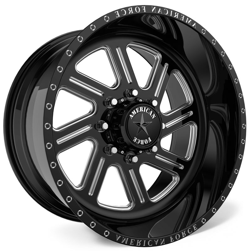 20x12 American Force LIBERTY SS8 Black Flat-Solid REV Wheels and Rims