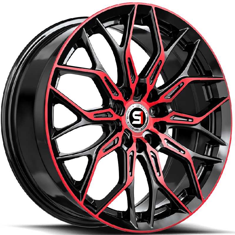 Spec-1 SP-57  Wheels Gloss Black Red Machined