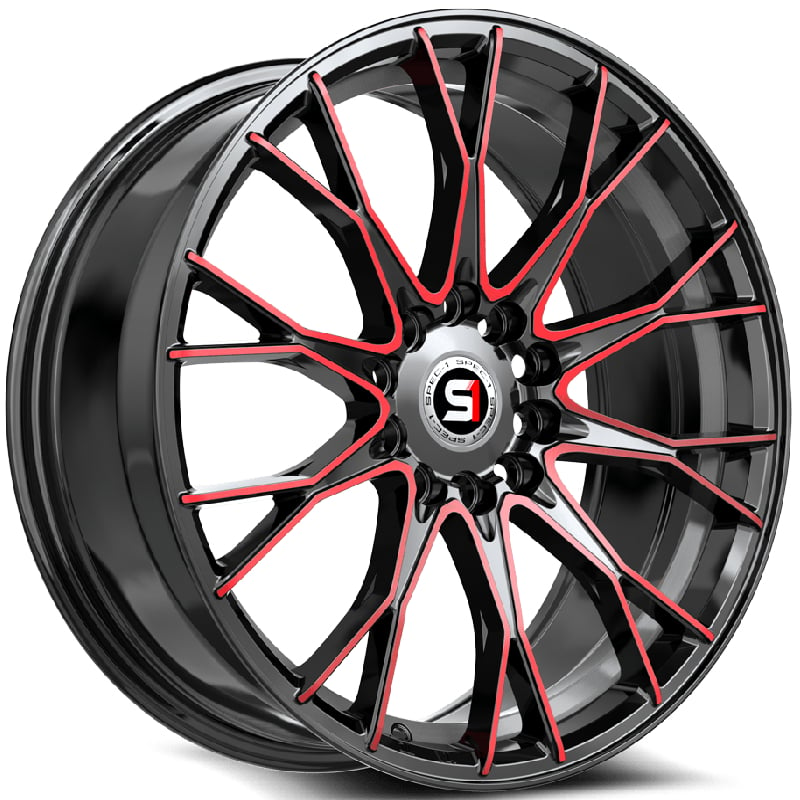 Spec-1 SP-59  Wheels Gloss Black Red Machined