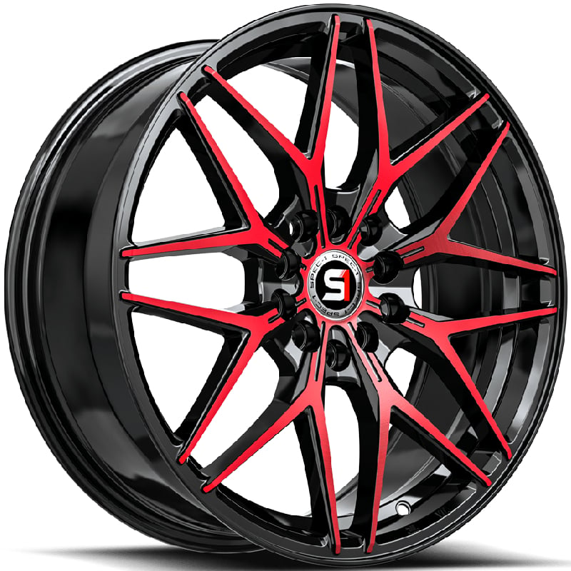 Spec-1 SP-60  Wheels Gloss Black Red Machined