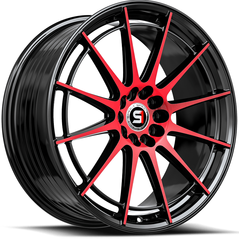 18x9 SPec-1 SP-64 Gloss Black Red Machined HPO