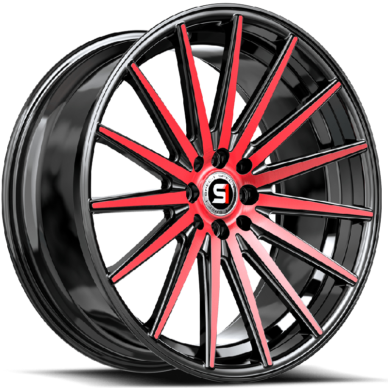 Spec-1 SP-68  Wheels Gloss Black Red Machined
