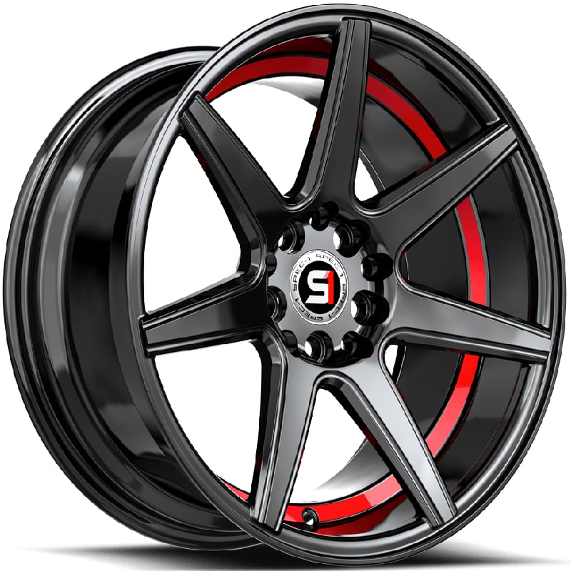 Spec-1 SP-73  Wheels Gloss Black Red Machined Undercut