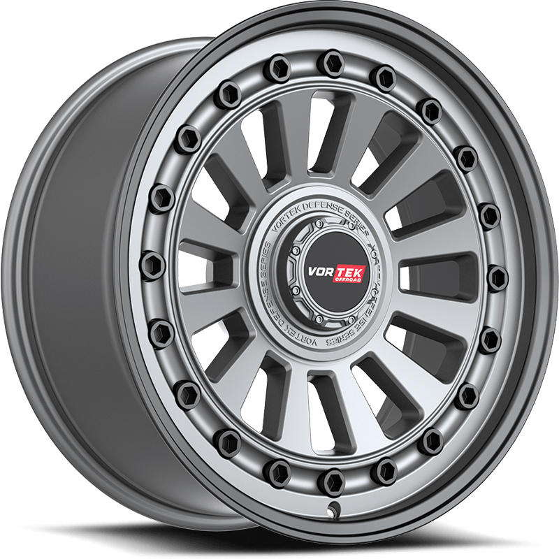 18x9 Vortek VRD-702 Radar Matte Gunmetal Black Bolts REV